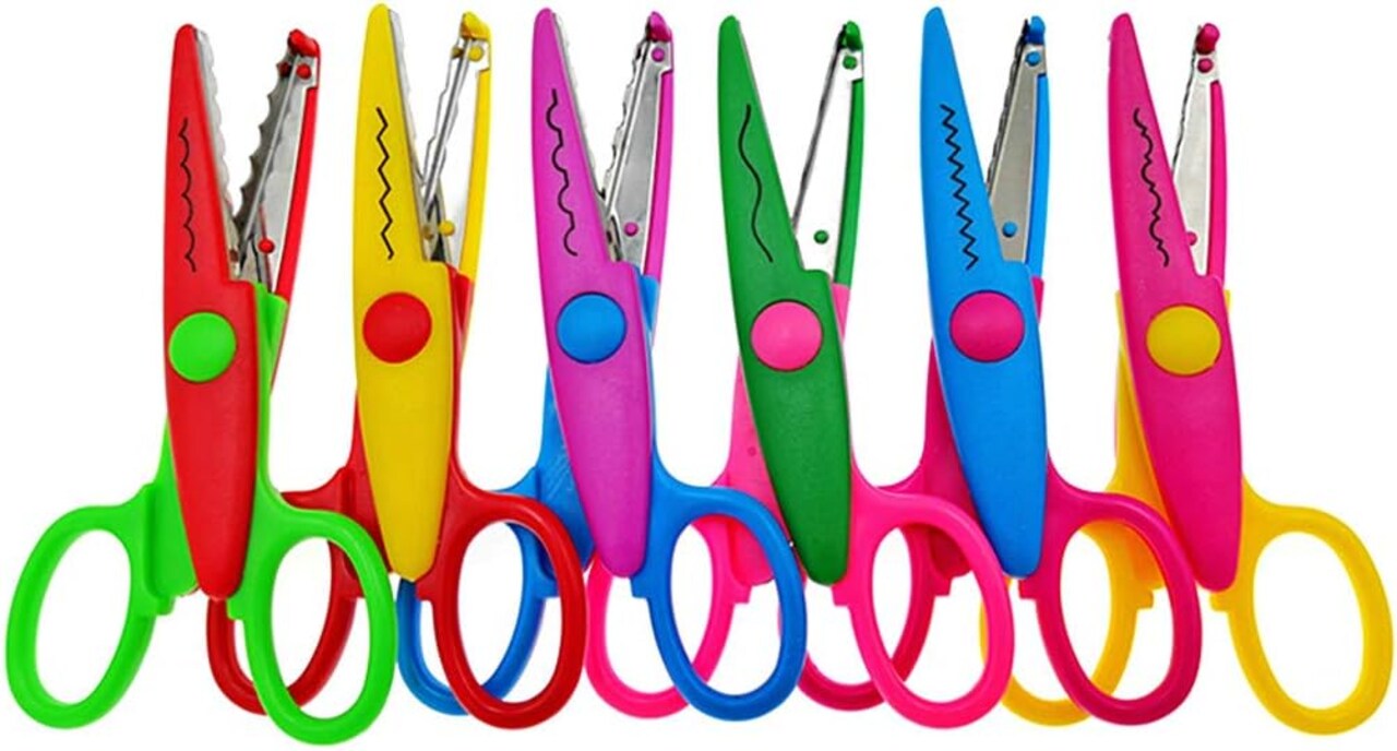 Lacework Wavy Paper Edger Scissors Pinking Shears Set for Handcraft Works(6pcs,Different Cutting Effects)